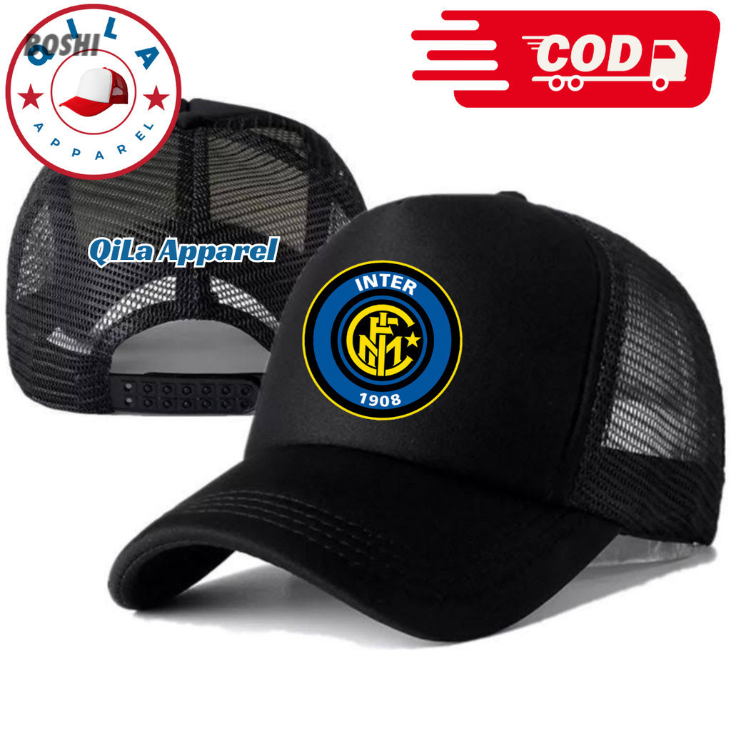 Topi Trucker INTER MILAN - Topi Distro INTER MILAN Logo - Topi INTER MILAN Premium - Topi Pria Dewas