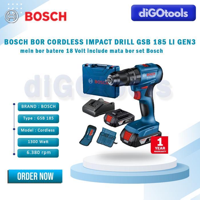 Bosch Mesin Bor Cordless Impact Drill GSB 185 Li Gen-3 Bosch - Mesin Bor Batere GSB 185 Bosch - Mesi