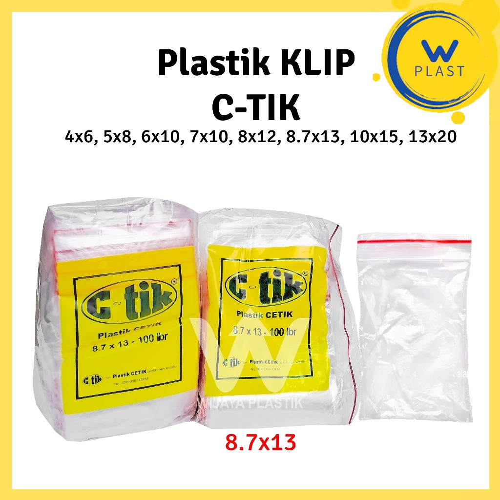 Plastik Klip [C-Tik] ( 8.7x13 ) --- 100 pcs @Pack | c-tik ctik mata merah putih sambal obat 8x13 sed