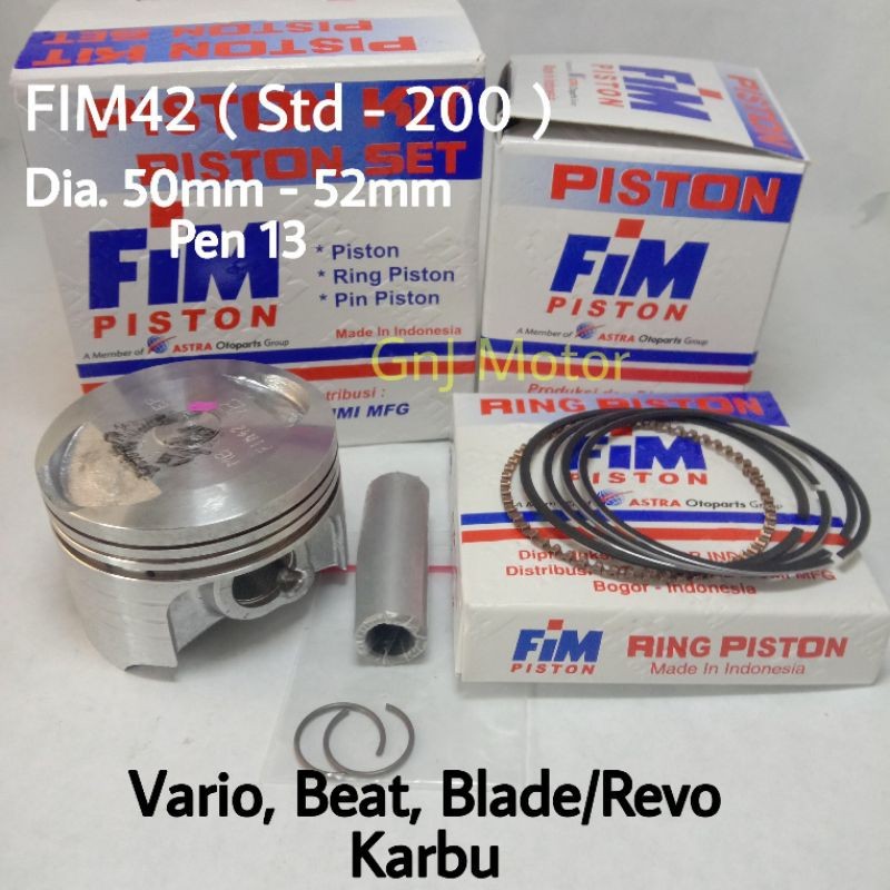 PROMO Piston kit FIM Vario110 | Beat | Blade | Absolute Revo Karbu Pen Pin 13 DM 50 | 50.25 | 50.5 |