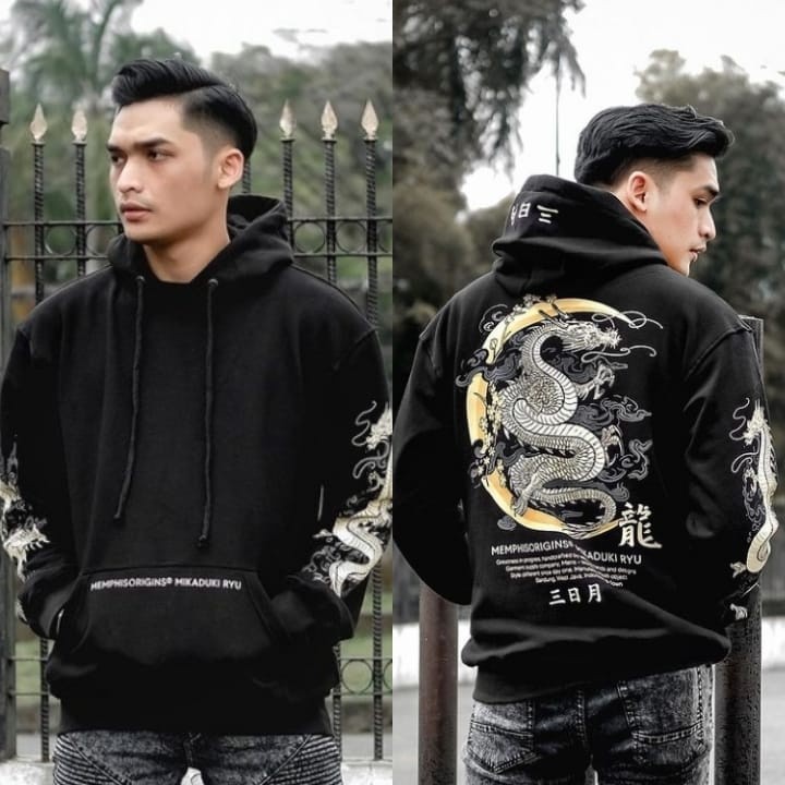 Hoodie Pria Distro Jepang Motif Sukajan / Jaket Memphis Origins Mikaduki Ryu / Sweater Pria Simple K