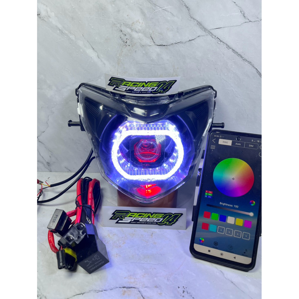 REFLEKTOR LAMPU DEPAN BILED RGB UK 4.5 INCH MX NEW TINGGALPASANG lampu biled motor