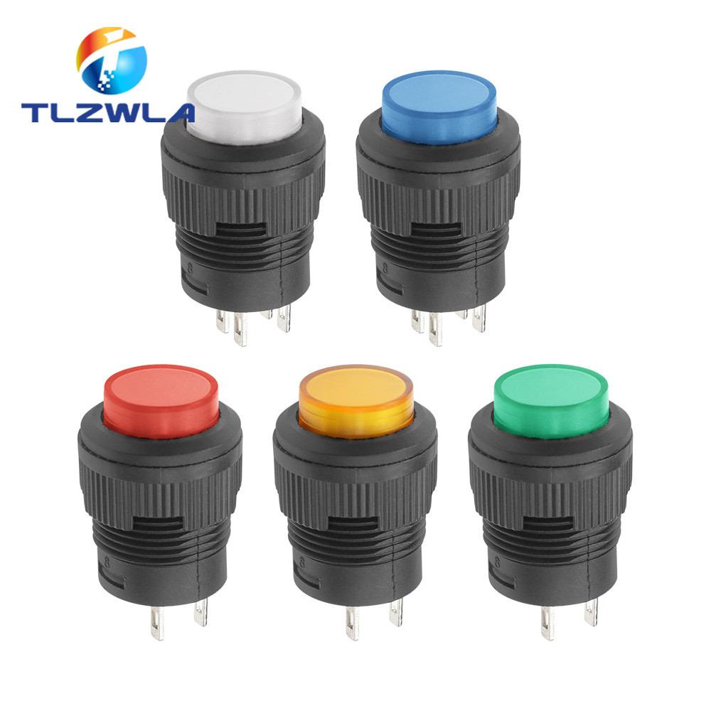 R16 Power Swit Button R16-503 Blue Yellow White LED R16-503B R16-503A Lating Reset Button 2P 4P Self