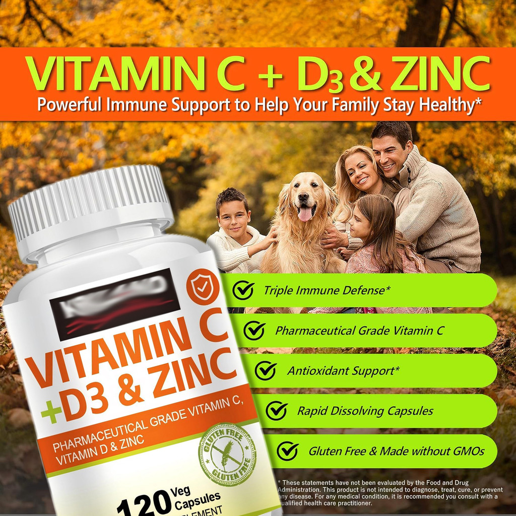 VITAMIN C WITH ZINC D3 CAPSULES VITAMIN C 1500MG VITAMIN D3 5000IU AND ZINC 40MG FOR IMMUNE SUPPORT