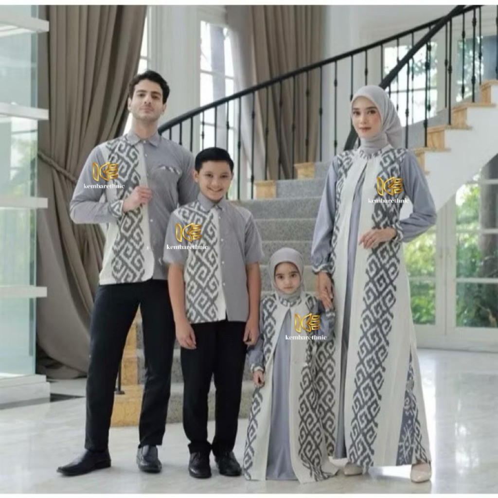 SARIMBIT ADZKIA Set Couple Sarimbit Keluarga Baju Lebaran Couple Prewed Dress Toraja Kemeja Ethnic B