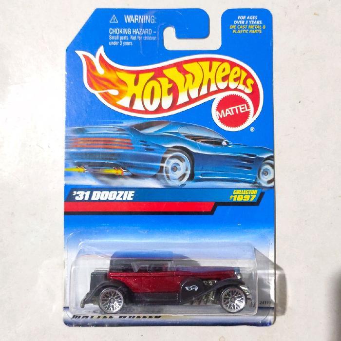 Mainan Hot Wheels 1931 31 Doozie Duesenberg model J merah maron 1999 base besi blue card rare