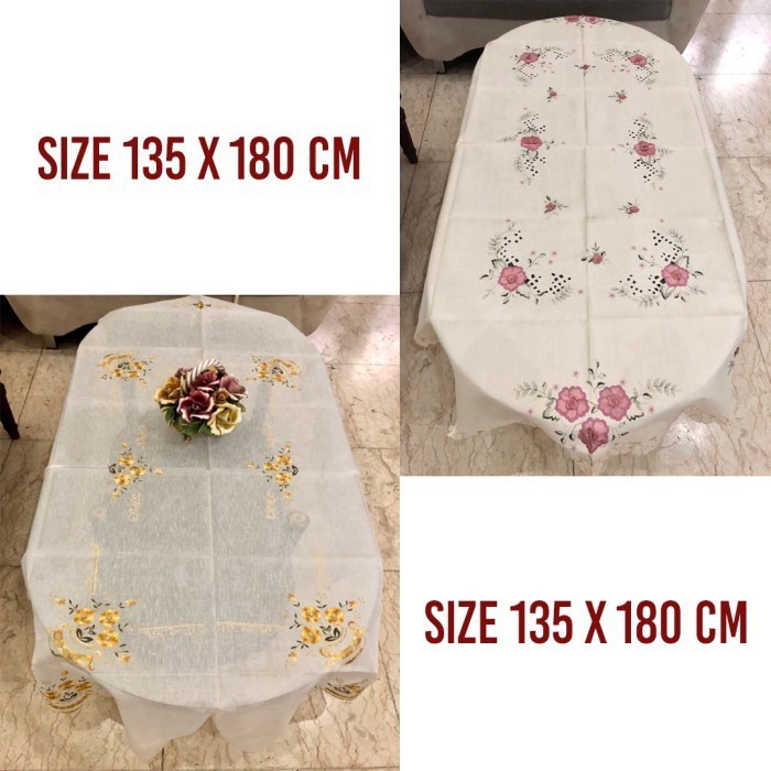 Taplak meja makan Oval/Lonjong bahan kain