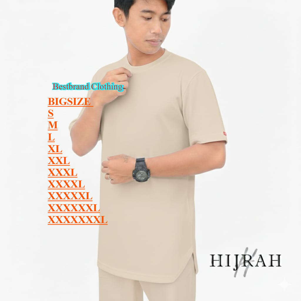 BAJU KAOS KURTA KOKO MUSLIM PRIA JUMBO RAMADHAN S M L XL XXL 3XL 4XL 5XL 6XL 7XL BAHAN KATUN COMBAT 