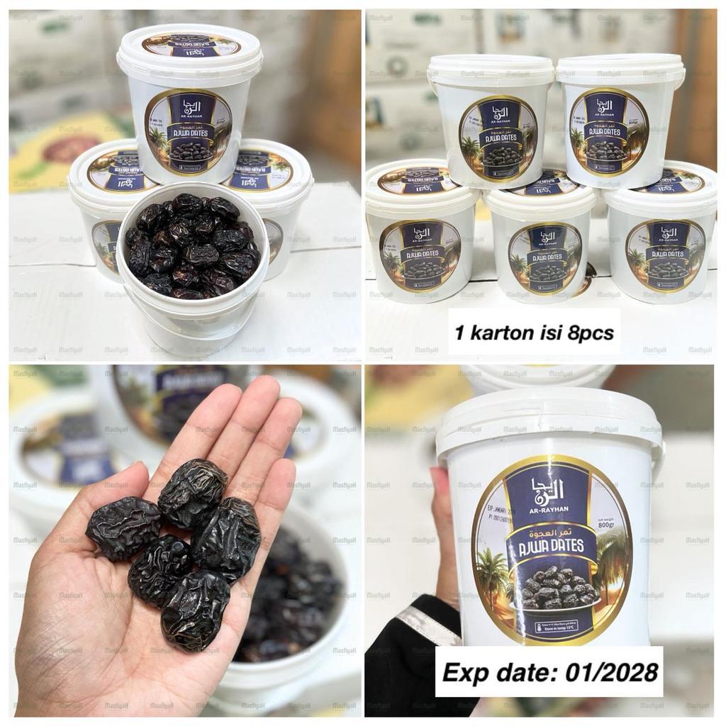 Diskon (1KARTON-8PCS) KURMA AR RAYHAN AJWA EMBER 800GR KURMA AJWA EMBER 800G KURMA AJWA PREMIUM HAMP