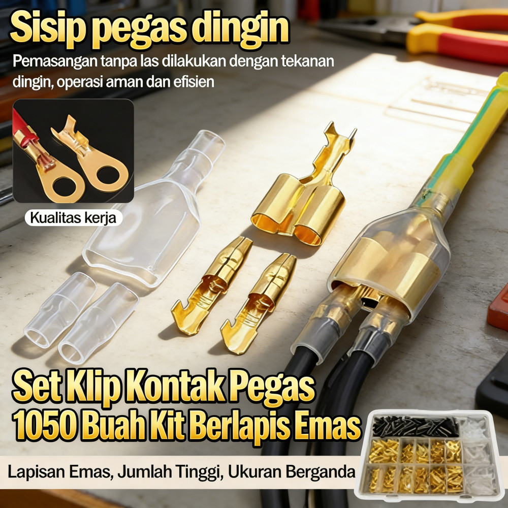 Klip Kontak Pegas 1050 Buah Dipres Dingin 2.8MM Emas 6.3MM Klip 4.8MM Pegas Buah