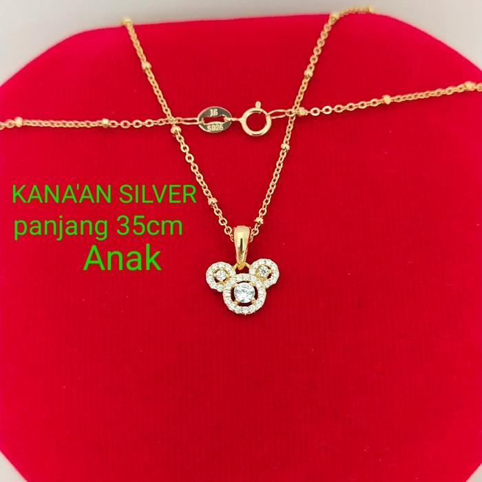 Kalung Anak Jedar+liontin mickey Rose gold Perak 925 Lapis Emas Kuning