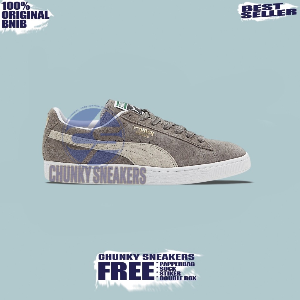 Sepatu Sneakers Puma Suede Classic Eco Grey White 100% Original BNIB Unisex