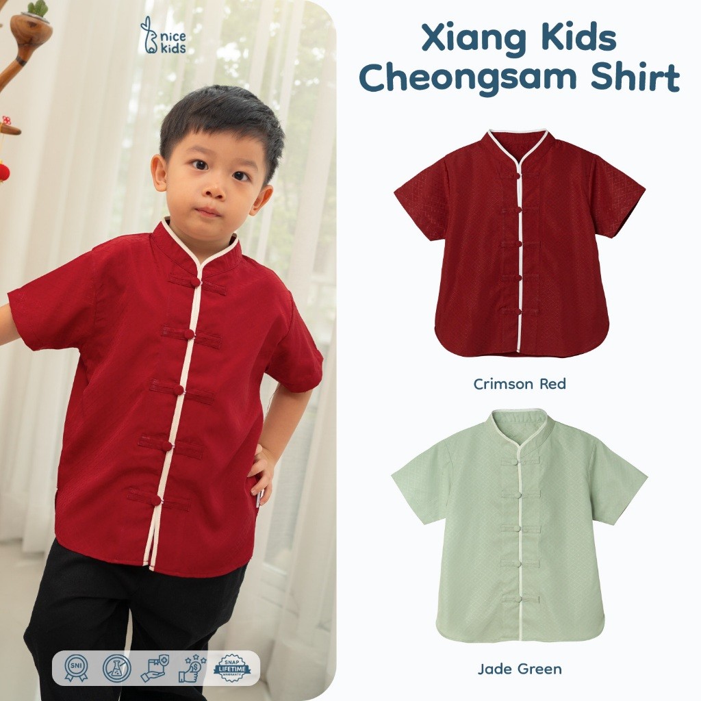 KIKKI SHOP Nice Kids - Xiang Kids Cheongsam Shirt 1-8 Tahun Atasan Kemeja Anak Laki-laki