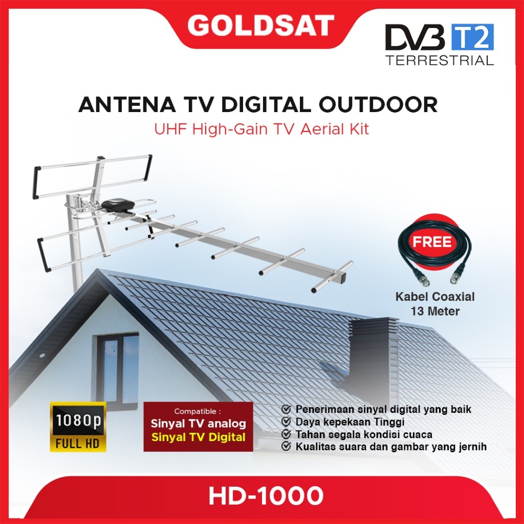(Stellart) Antena TV Digital Outdoor GOLDSAT HD-1000 / Antena TV Luar
