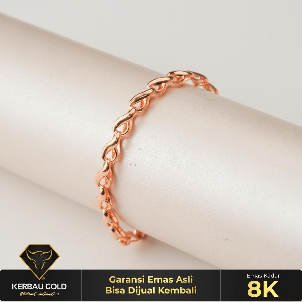 [Kerbau Gold] Gelang Emas Bracelet Infinity 8K - Emas Asli 100%