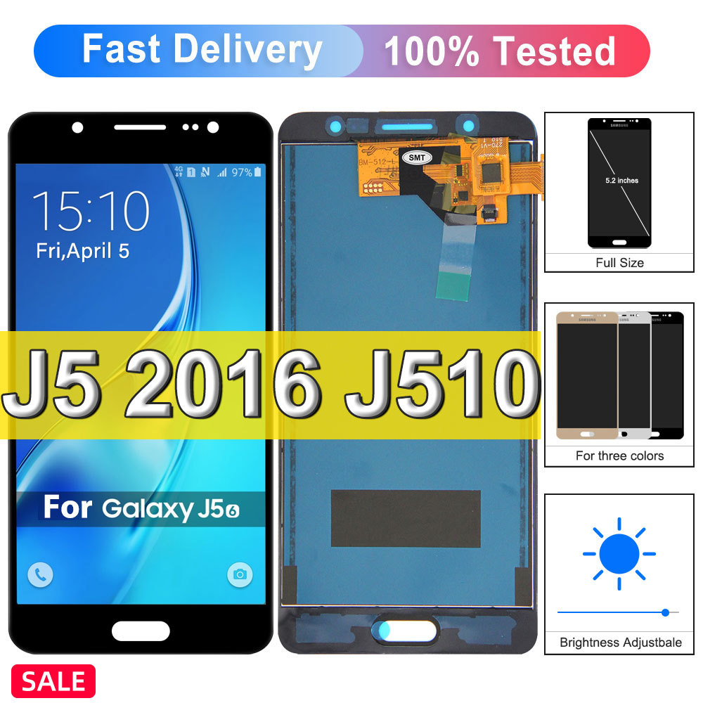 For Samsung J5 2016 LCD Brightness Adjustbale LCD For Samsung Galaxy J5 2016 SM-J510F J510M J510 LCD