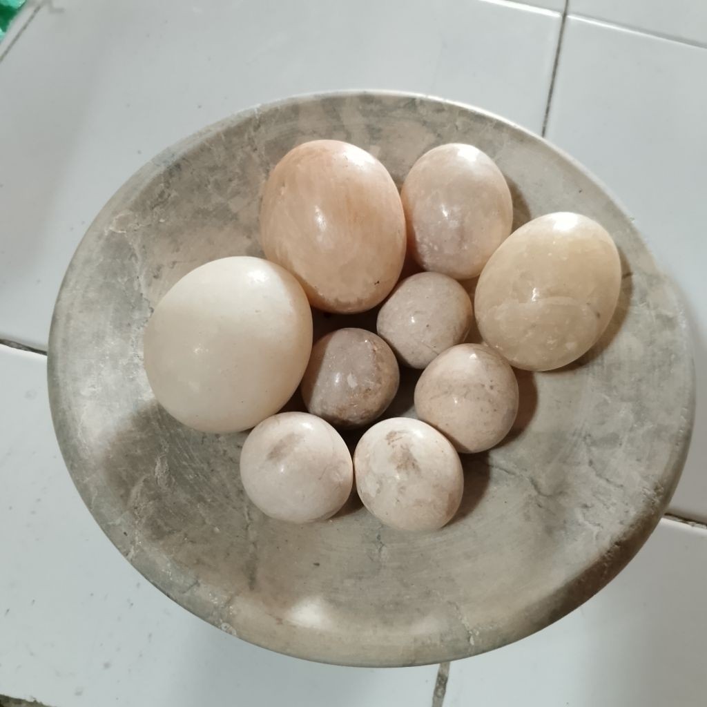 Telur Bebek Batu Marmer Onix/Telur Hiasan Dekorasi Batu Alam Kayu Unik_ID