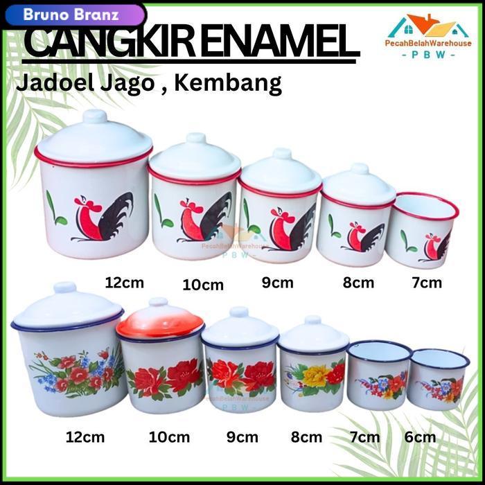 terlaris Cangkir Seng Enamel Jadul Kembang Jago 8cm 9cm 10cm 12cm/ Cangkir Jadul / Souvenir Cangkir 
