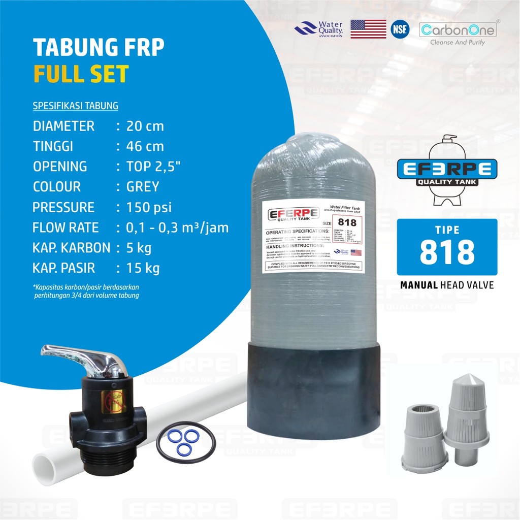 Tabung FRP 818 - Tabung Fiber Filter Air untuk Filter Penjernih air mini ukuran  kecil