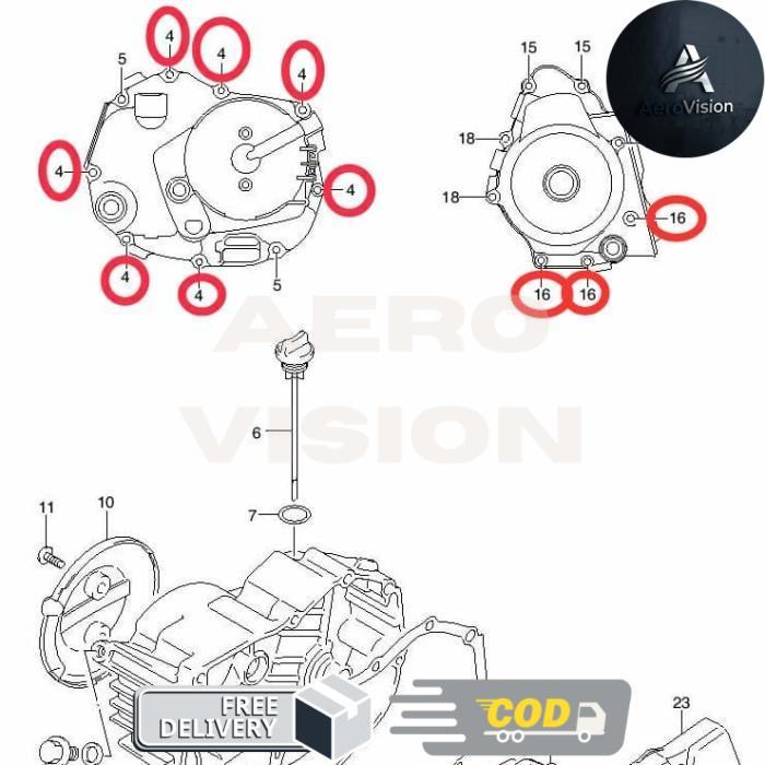 AeroVision- 01547-0630A-000 Baut Bak Kopling dan Bak Magnet Shogun SP FD 125 Ori