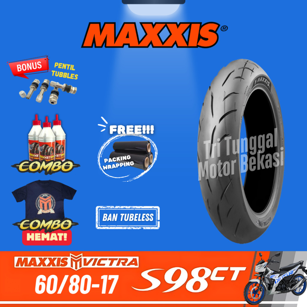 [READY COD] BAN MAXXIS RING 17 VICTRA 98 CT TUBELESS 60/80-17 / BAN MOTOR RING 17 MAXXIS / BAN MAXXI