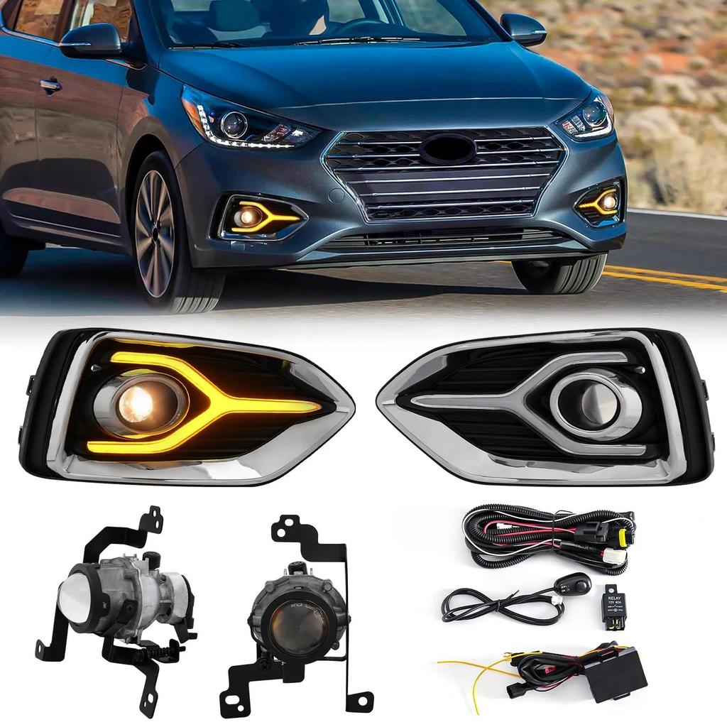 Lampu Kabut LED Untuk Hyundai Accent 2018 2019 2020 DRL Lampu Siang Hari Lampu Sein Otomatis Lampu D