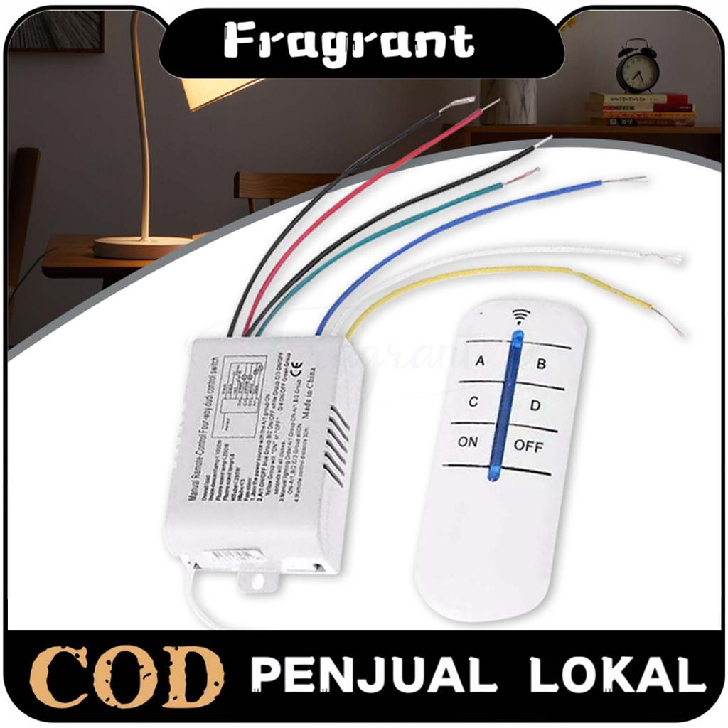 Saklar Lampu Wireless 220V 4 Way Remote Kontrol Lampu Rumah