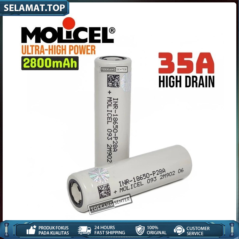 Baterai Molicel P26 P28 P42 18650 & 21700 Kapasitas Tinggi