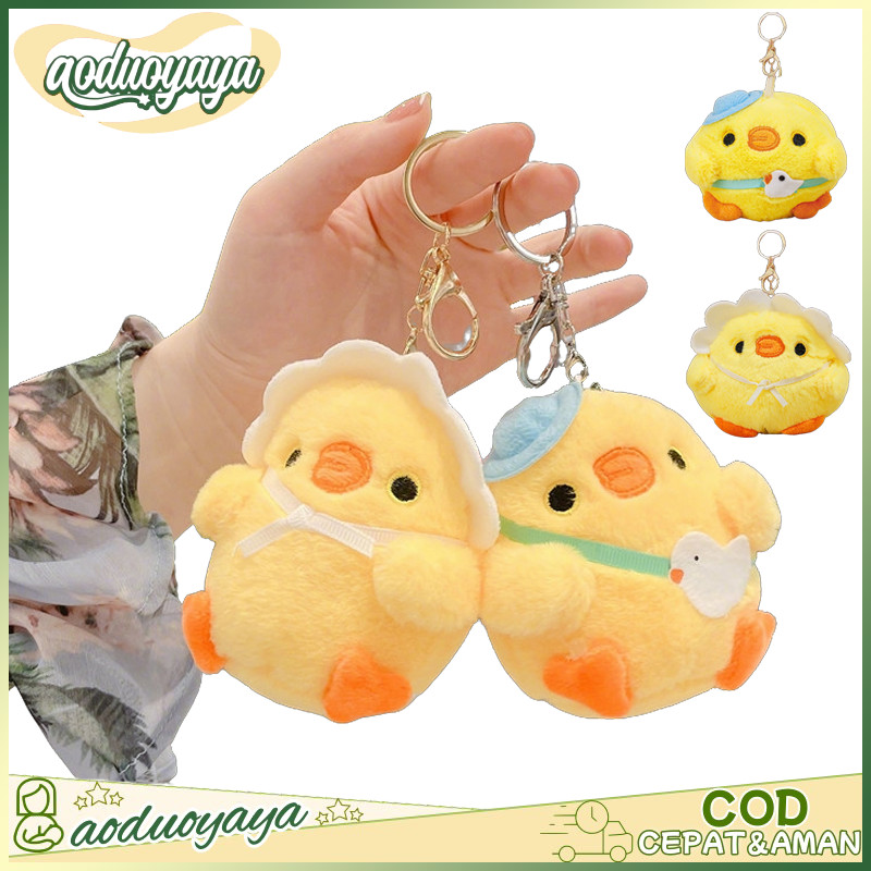 aoduoyaya Gantungan Kunci Boneka Ayam Lucu Berbulu Lembut Gantungan Tas
