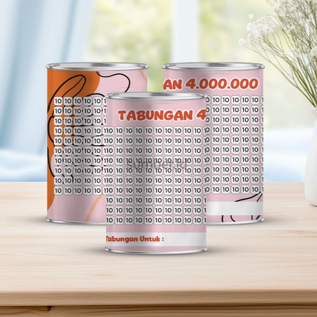Celengan target 4juta pecahan 5ribu permanen buka tutup tabungan mini 5K GET 4JT ukuran 10 cm x 8 cm
