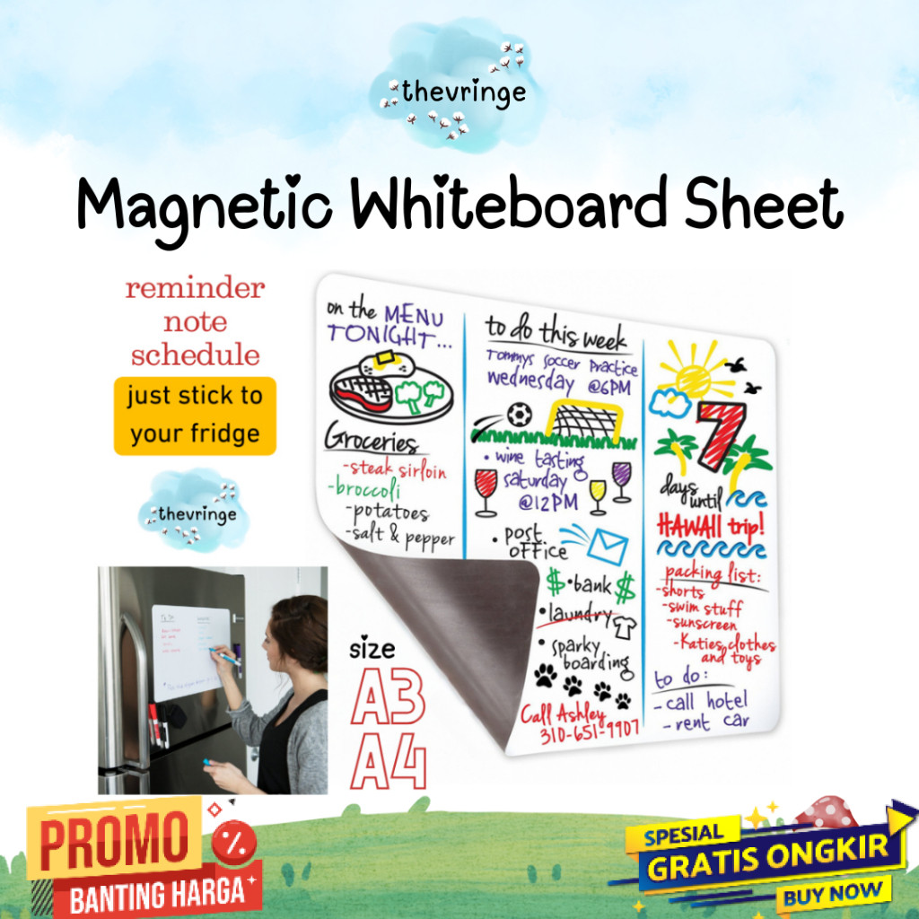 Whiteboard Papan Tulis Magnet Lembaran A3 A4 Magnetic sheet magnetic whiteboard