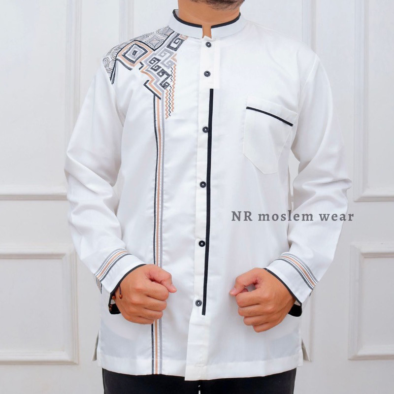 BAJU KOKO PUTIH DEWASA TANGAN PANJANG  / KOKO ARRAHMAN PANJANG / BAJU KOKO KATUN ADEM kode ( ARK )