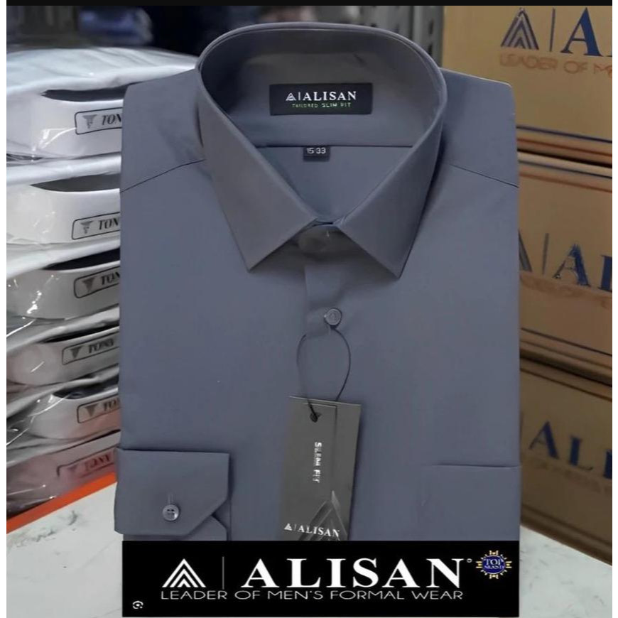 PREMIUM - Kemeja Alisan Lengan Panjang SLIMFIT Polos Kemeja Alisan Pria Kemeja Kerja Lengan Panjang 