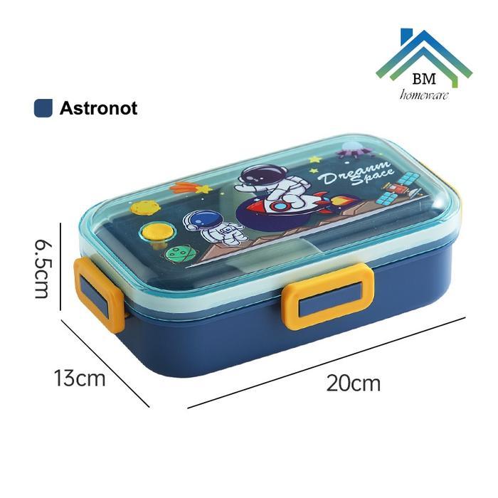 Kotak Makan Karakter Lucu Untuk Anak 700ml / Lunch Box Motif Astronot Unicorn Dino - Astronot