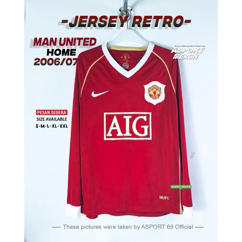 RETRO MU MAN UNITED HOME 2006 2007 LONG SLEEVE