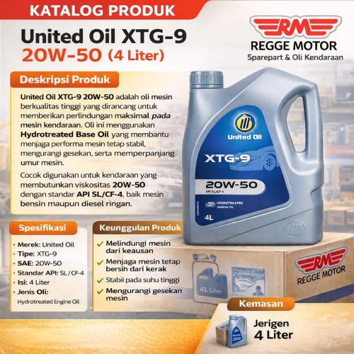 UNITED XTG-9 20W50 SJ/CF4 4L*6