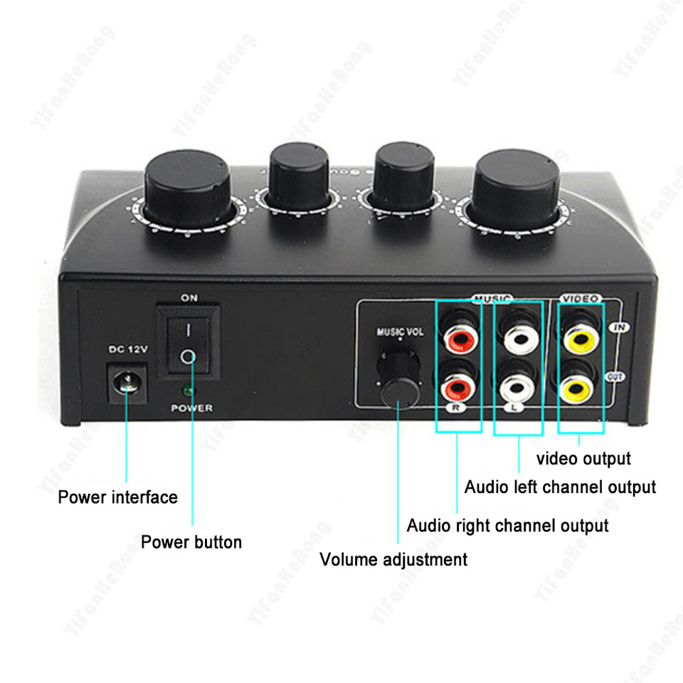 Portable Karaoke Sound Mixer Professional Dual Mic Inputs Auo System  gital Auo Sound Machine Echo O