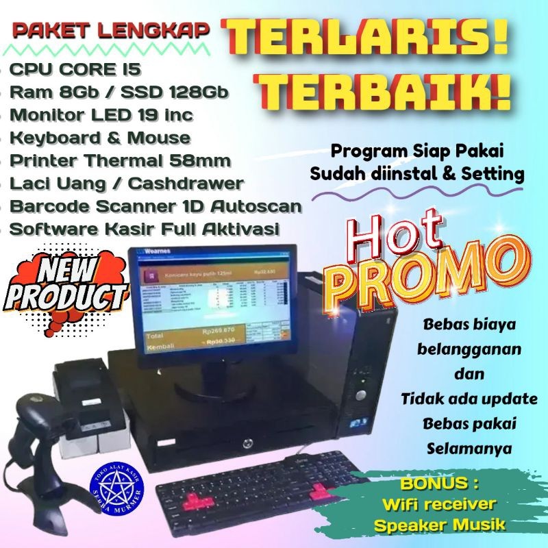 JAMIN MURAH Paket mesin kasir komputer pc lengkap untuk toko retail grosir sembako minimarket dan us