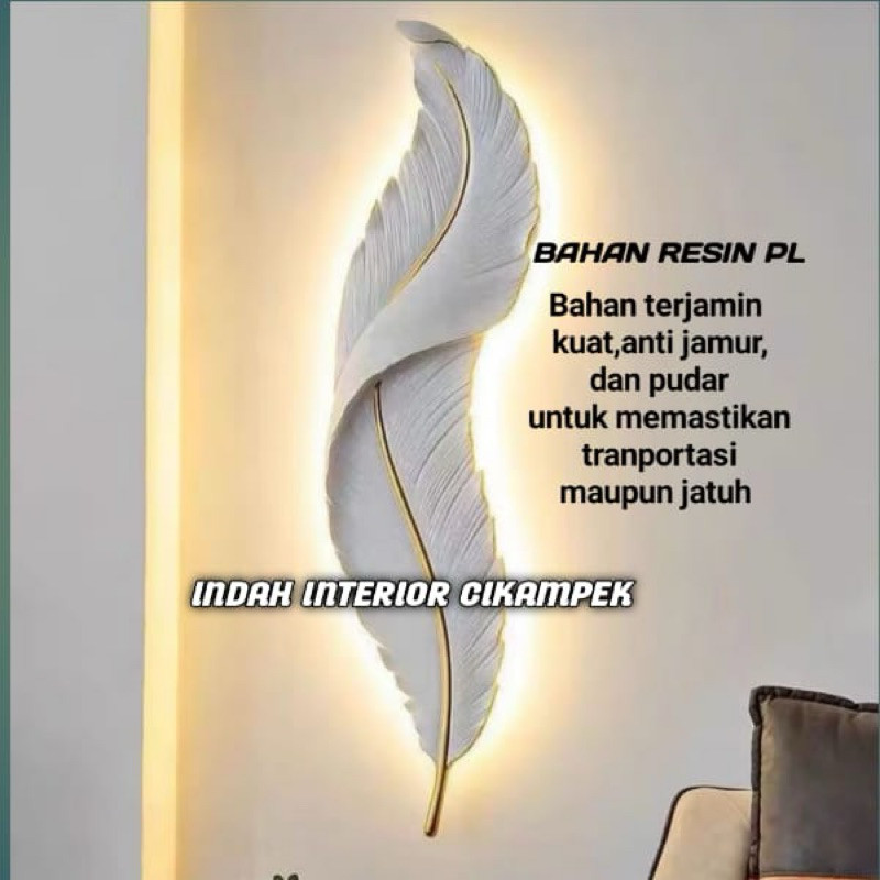 HIASAN DINDING BULU ANGSA LED –Lampu dinding estetik dengan desain bulu angsa modern