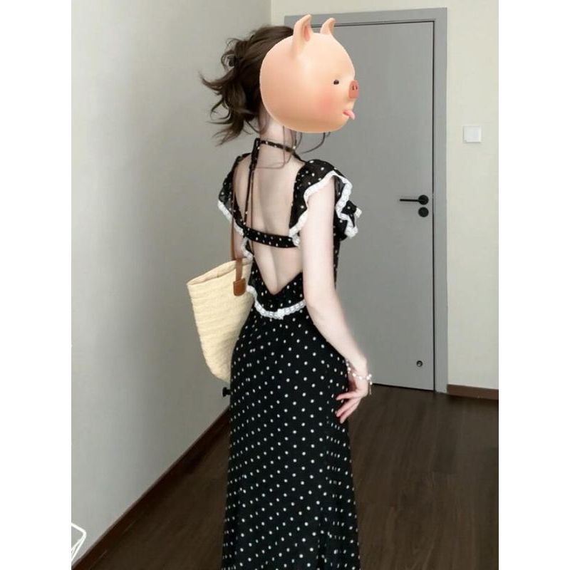 [COD]Dress Wavy Point Lace Collar Square