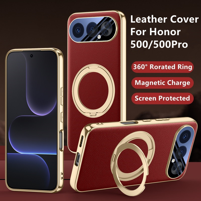 Casing Untuk Honor 500 500Pro  Sarung Ponsel Magnetik Kulit    Braket Penyangga Casing Magnet Cangka