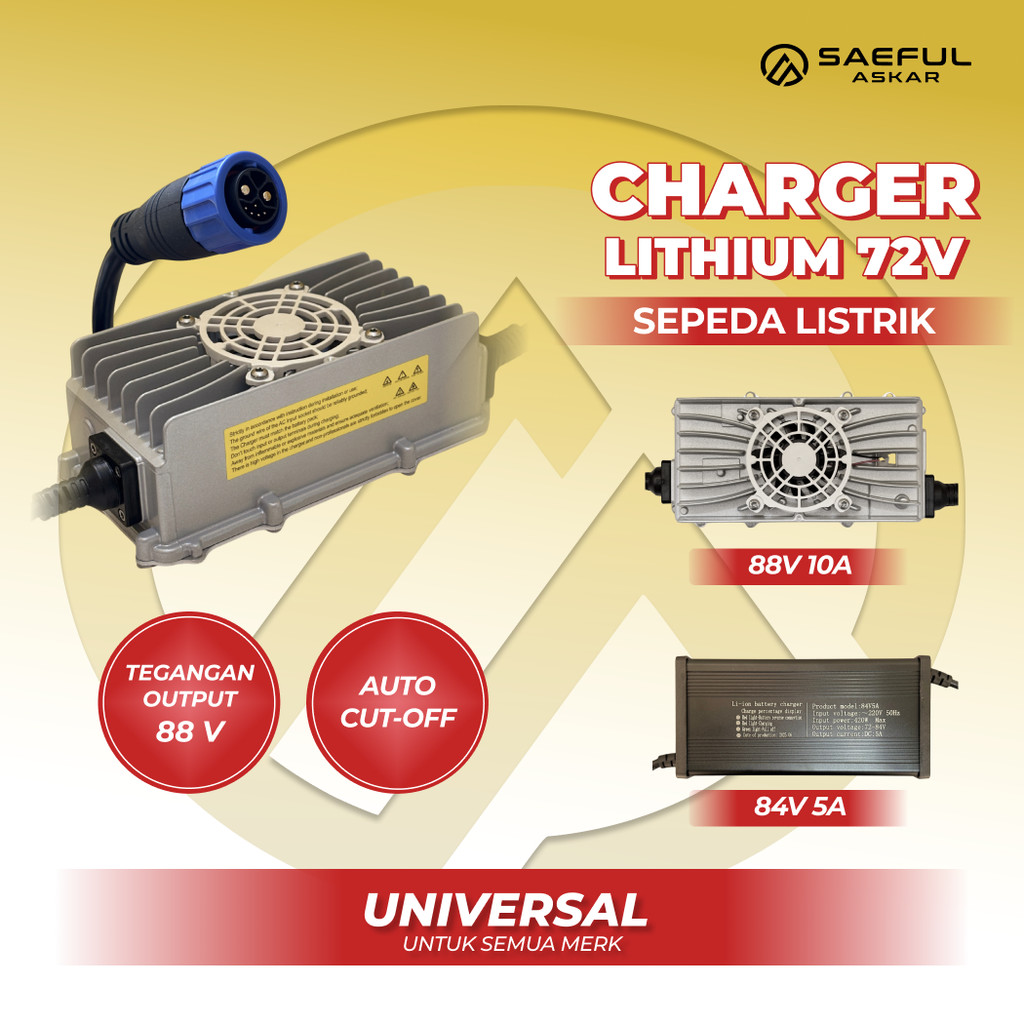 Phylion Charger Baterai Lithium 72V Soket M23 10A 5A | Charger Motor Listrik Lithium 72V