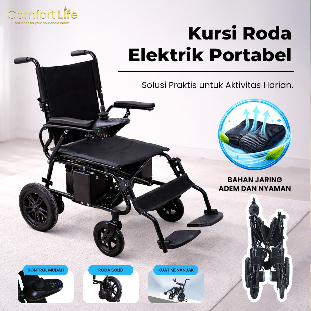 Kursi Kursi Roda Elektrik Lipat Otomatis Ringan untuk Dewasa & Lansia