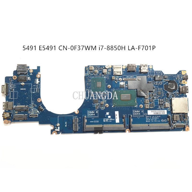 LA-F701P motherboard FOR Latitude Series 14" 5491 E5491 mainboard 0F37WM CN-0F37WM i7-8850H cpu in-b