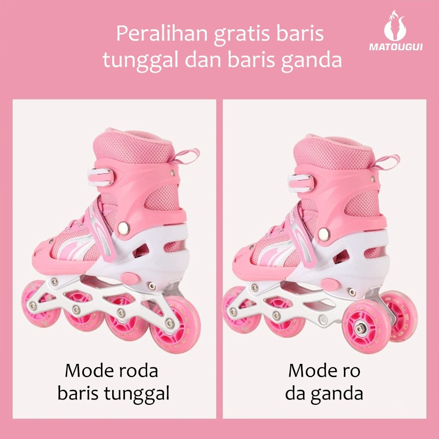 MATOUGUI sepatu roda/sepatu roda anak/Sepatu es anak-anak terbaru tahun 2026 dengan lampu LED, dilen