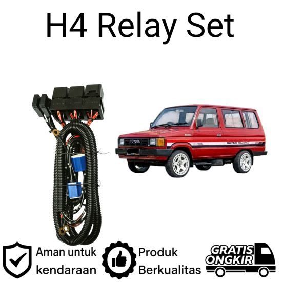AM Relay Set Lampu Utama LED H4  Mobil Toyota kijang Super