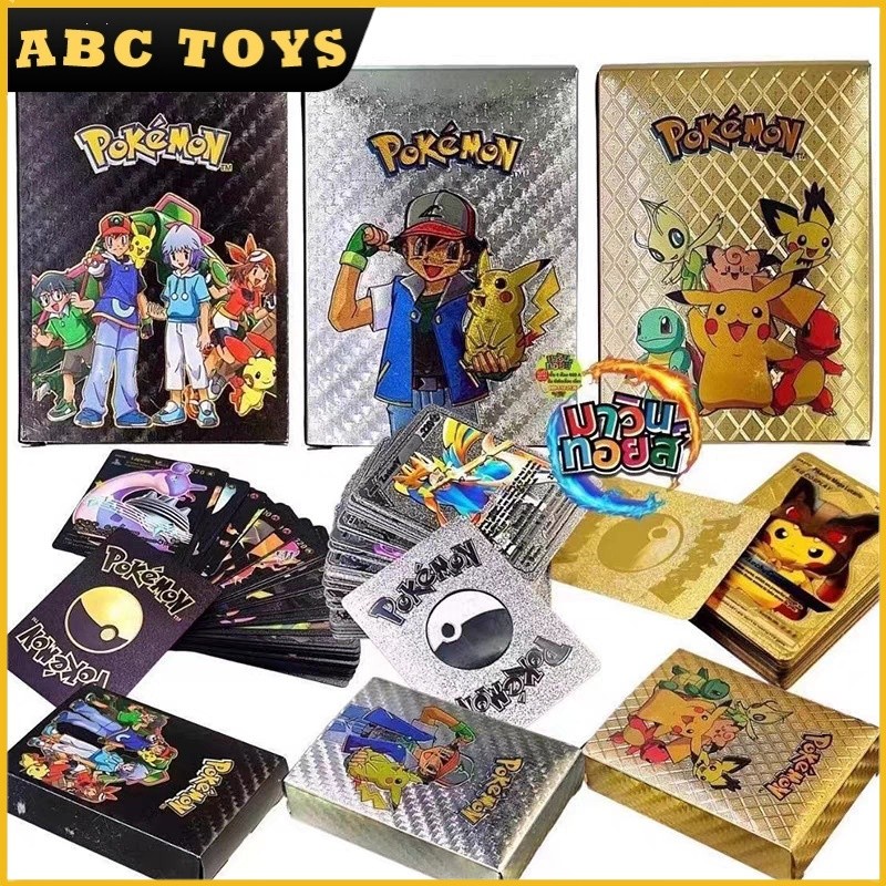 ABC TOYS COD Ready Stok Kartu Emas Perak Hitam Warna Dragon Ball Naruto Pokemon 55Pcs Koleksi Edisi 
