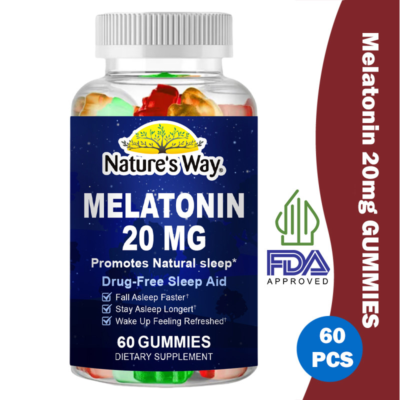 Melatonin 20mg Gummies 60pcs – Suplemen Tidur Premium, Bantu Cepat Tidur & Nyenyak, Atur Pola Tidur,
