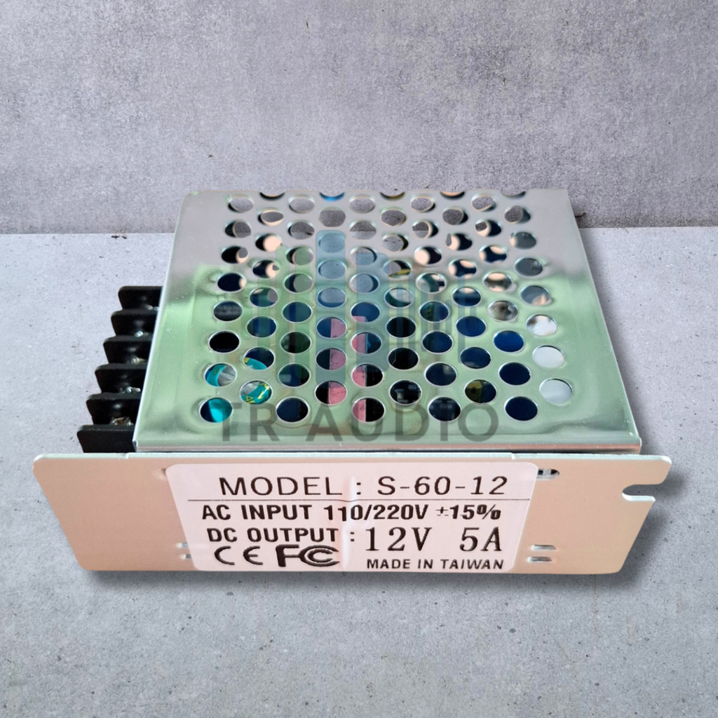 SMPS 12V 5A 60 Watt Power Supply 12 Volt 5 Amper Input Wide Range 110V 220V Lengkap Terminal Blok