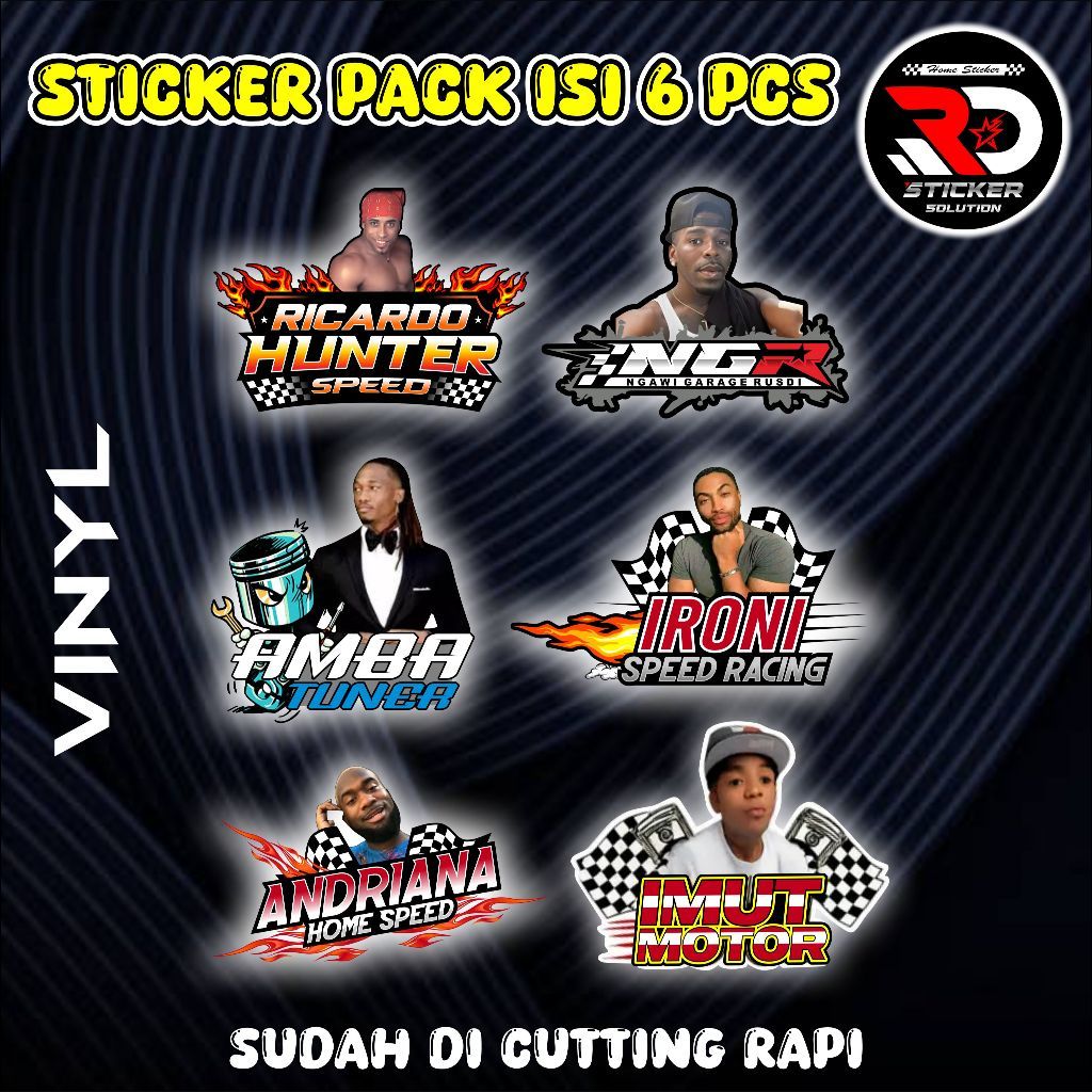 STIKER PACK ISI 6 PICIS NGR NGAWI GARAGE RUSDI AMBA TUNER IRONI SPEED RACING STIKER PACK TUNER NGAWI